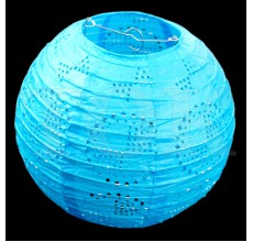 Бумажный фонарик с рисунком голубой 25 см. 0924-27